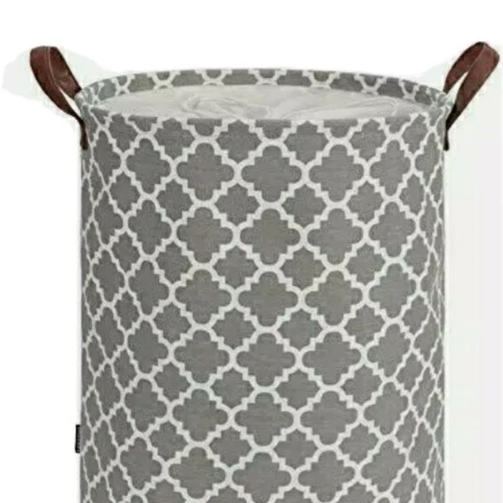 Elegant Gray Patterned Storage Bin with Handles